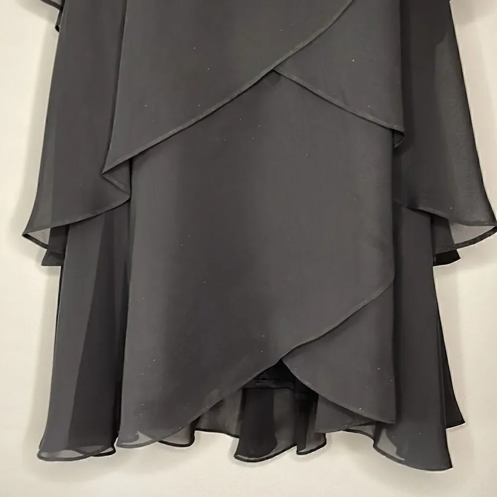 S.L. Fashions Tiered Little Black Dress size 10 - Picture 5 of 11